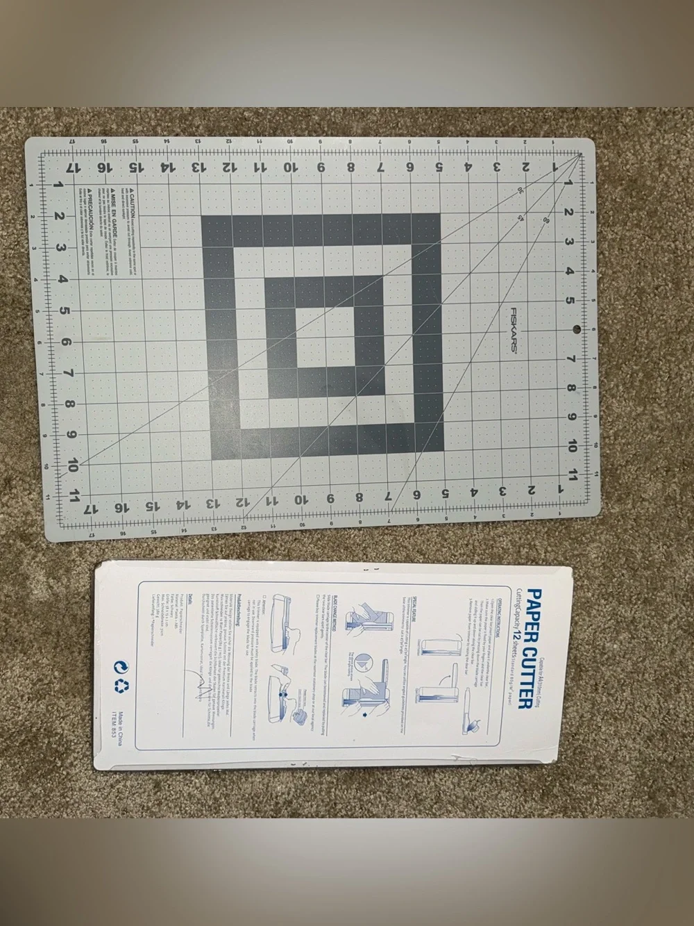 Fiskars 12x18 Self-Healing‎ Cutting Mat + Paper Cutter Trimmer Craft Bundle NEW